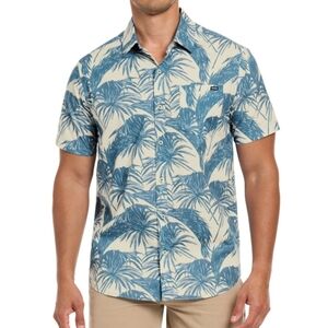 Hurley Cream and Blue Tropical Print Shirt